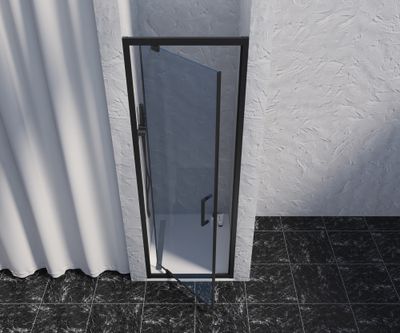 Porte de douche pivotante 80x200 cm profilé noir verre fumé 8 mm Signature - OCEA