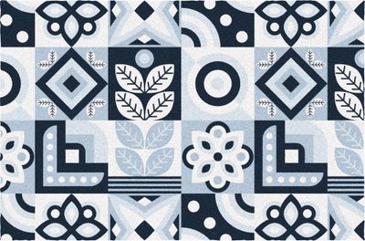 Tapis Boston carreaux de ciment noir 40 x 60 cm - ID HOME