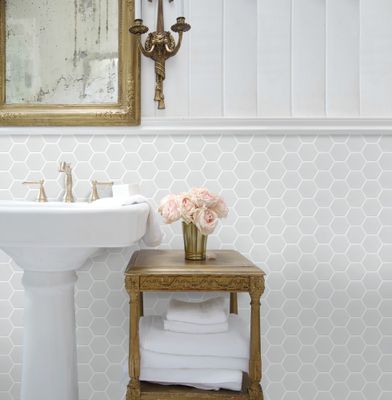 Mosaïque sol/mur intérieur hexagone blanc 27 x 28 cm vendu à l'unité DISTRIMAT
