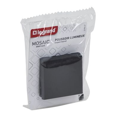 Bouton poussoir encastrable avec voyant lumineux 2 modules Noir - Mosaic LEGRAND