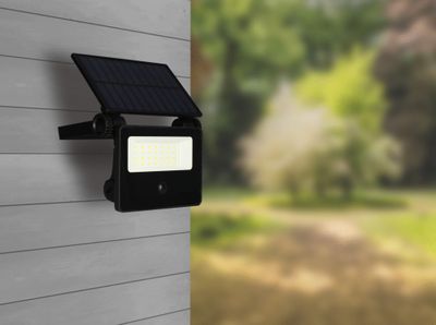 Projecteur extérieur LED solaire + détecteur de mouvements Circus noir IP44 1500 lumens blanc neutre - ARLUX