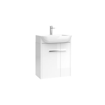 Meuble de salle de bains 2 portes L54 x H56 x P27 cm mélaminé blanc Veneda