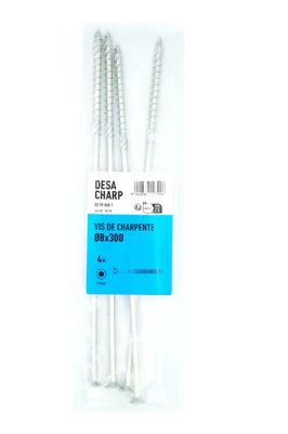Vis charpente tête fraisée Torx 8 x 300 mm par 4 DESA