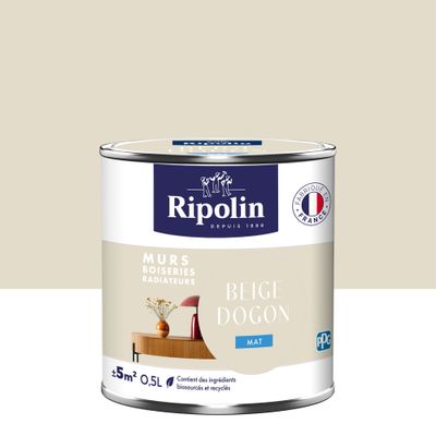 Peinture murs, boiseries et radiateurs beige dogon mat 0,5 L - RIPOLIN