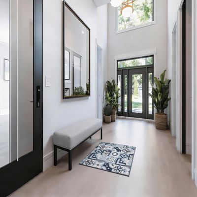 Tapis Boston carreaux de ciment noir 40 x 60 cm - ID HOME