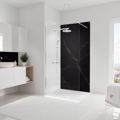 Panneau mural de douche 100x210 cm marbre de carrare noir DécoDesign Softtouch - SCHULTE