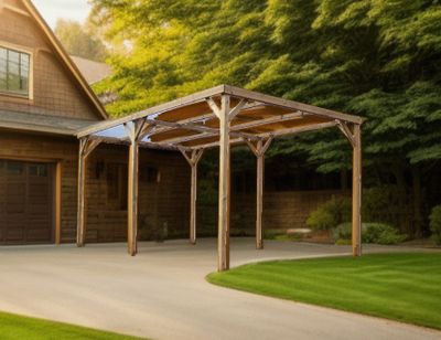 Pergola autoportante en bois traité thermachauffé toit plat L 5,02 x l 3,02 x h 2,41 m, Livraison à domicile incluse - HABRITA