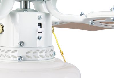 Ventilateur de plafond avec lumière E27 à tirette Blanc/bois Ø106cm - Hammerfest REALITY