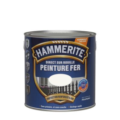 Peinture fer extérieur direct sur rouille lisse brillant blanc 250 mL - HAMMERITE