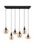Suspension E14 Lumina noir et verre ambre 6x40W - TRIO
