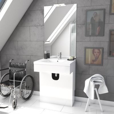Meuble ensemble salle de bains PMR 70 x 89 x 50 cm MDF blanc