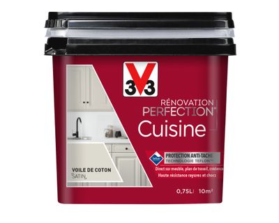 Peinture de rénovation pour cuisine coton finition satinée 0,75 L - V33