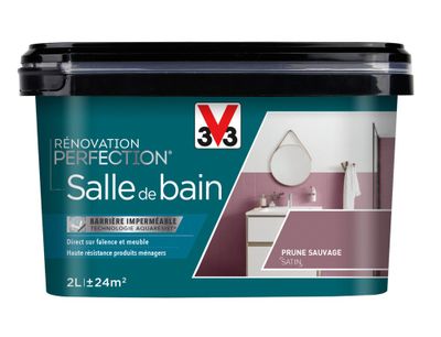 Peinture de rénovation pour salle de bain prune sauvage finition satinée 2L - V33