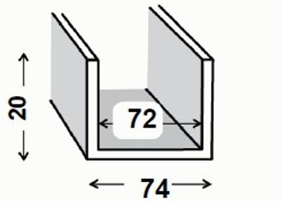 Nez de cloison PVC anthracite 20 x 74 x 20 mm 2,60 m CQFD
