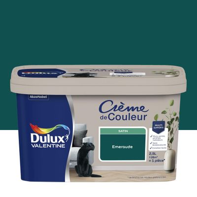 Peinture crème de couleur Emeraude Satin 2,5 L - DULUX VALENTINE