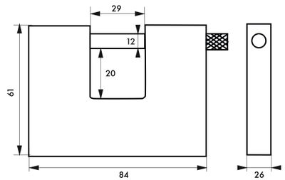 Cadenas à clé blindé haute sécurité largeur 80 mm THIRARD