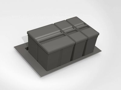 Poubelles de tri sélectif en plastique gris anthracite mat par 3 OFITRES