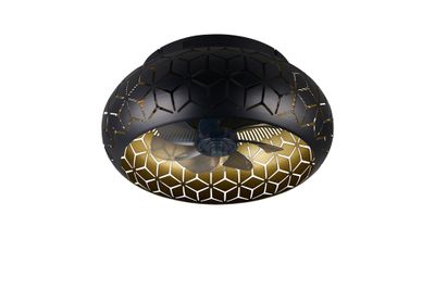 Ventilateur de plafond design 3xE27 + télécommande Noir/Or Ø50cm - Bidar REALITY