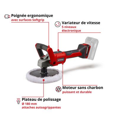 Polisseuse pour carrosserie sans fil CE-CP 18/180 Li E - Solo EINHELL
