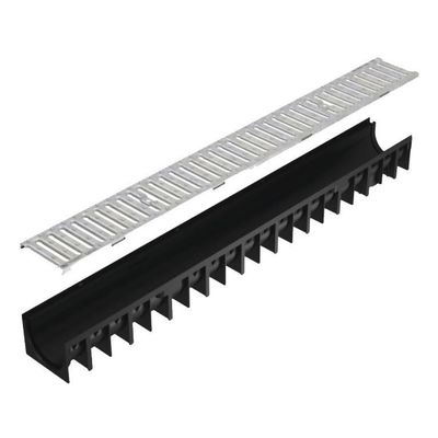 Caniveau polypropylène L.1000 x l.120 x H.92mm avec grille acier galvanisé - FITT