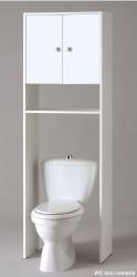 Étagère Salle De Bain Avec Portes - Dimensions 171x59.6x25.3 Cm, Blanc - Armoire Rangement WC, Machine à Laver, Produits D'entretien - 5