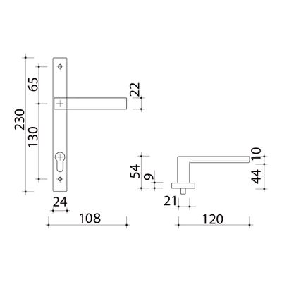 Poignées de porte plaque étroite Loft noir mat à cylindre ALPERTEC