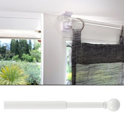 Tringle de vitrage extensible en métal de 40 à 65 cm diam 7 mm Finition Blanc brillant - MOBOIS