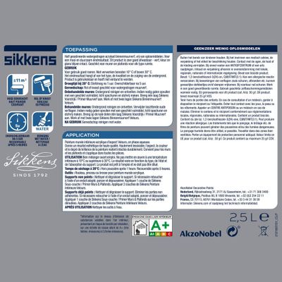 Peinture pour murs et plafonds velours blanc 2,5 L - SIKKENS