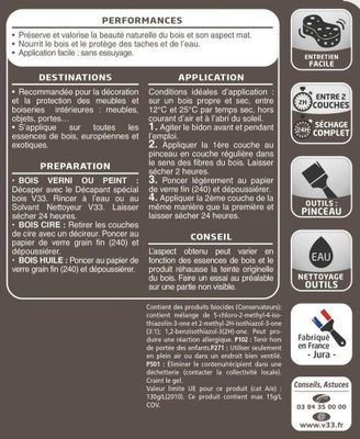 Huile & protection pour meubles et boiseries miel 500 ml V33