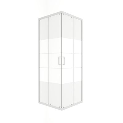 Accès d'angle coulissant 70x70x185 cm profilé blanc verre sérigraphié 4 mm Primera - OCEA