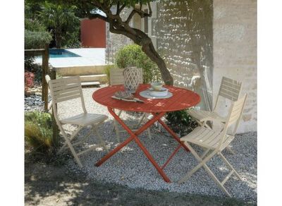 Table de jardin pliante GUERIDON aluminium terra ø 120 cm, Livraison à domicile incluse - PROLOISIRS