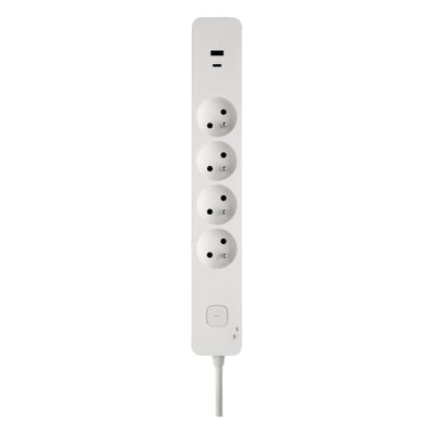 Multiprise parafoudre avec interrupteur 4 prises + 2 USB-A+C blanc - DEBFLEX