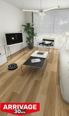 Sol vinyle effet bois Paris SPC ép 5 mm 18,3 x 122 cm compatible pièce humide 2.23 m²/pqt AJ TIMBER