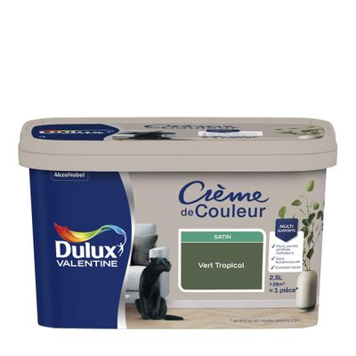 Peinture crème de couleur Vert Tropical Satin 2,5 L - DULUX VALENTINE