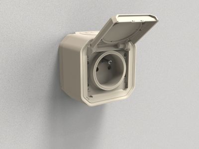 Prise électrique étanche IP55 en saillie 2 pôles + terre Sable - Plexo LEGRAND