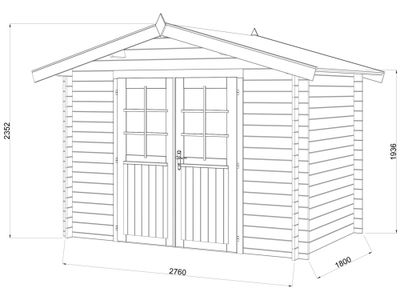 Abri de jardin en bois traité autoclave marron Valentine - 7,7 m² hors-tout - Livraison à domicile incluse - PALMAKO
