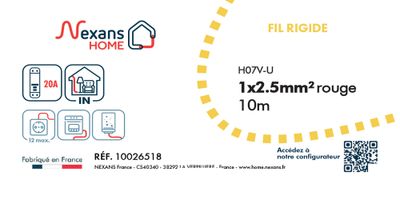 Fil électrique H07V-U 2,5 mm² rigide rouge 10 m - NEXANS