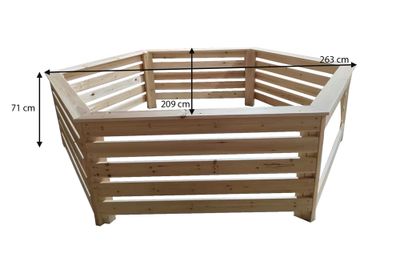 Habillage en bois hexagonal pour spas et piscines gonflables 209 x 209 x 71 cm 4,12 m², Livraison à domicile incluse - HABRITA