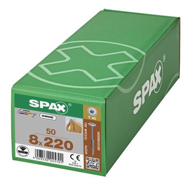 Vis tête disque Torx 8 x 220 mm par 50 SPAX