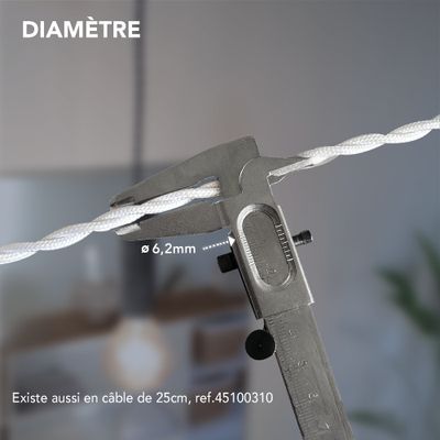 Câble électrique tissu torsadé blanc 3m - TIBELEC