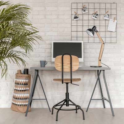 Lampe à poser articulée E27 Brody bois et noir 15W - COREP