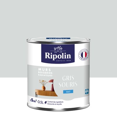 Peinture murs, boiseries et radiateurs gris souris mat 0,5 L - RIPOLIN