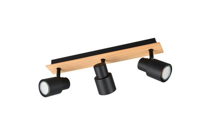 Réglette PIERRE noir et bois GU10 3 X 10W - CASALUM