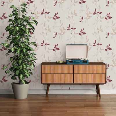 Papier peint expansé sur intissé FRESH GARDEN ROUGE ECRU AS CREATION