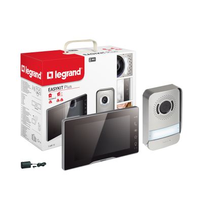 Visiophone écran 7 pouces noir effet miroir avec platine - Easykit Plus LEGRAND