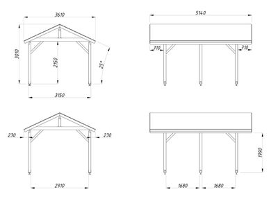 Carport en bois brut Palmako Robert - 1 voiture - 11,7m², Livraison à domicile incluse - PALMAKO