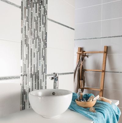Mosaïque mural intérieur barrette camaïeu gris LUC 30 x 30 cm vendu à l'unité SAS MAT INTER