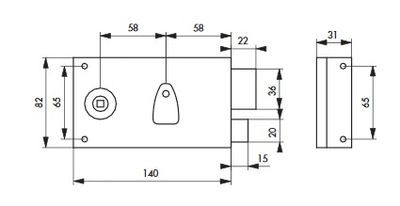 Serrure en applique horizontaleà fouillot 140 x 82 mm gauche THIRARD