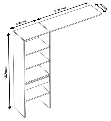 Kit de dressing EMA PLUS blanc 180 x 180 x 40 cm + 1 tiroir OFITRES