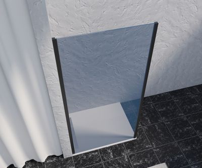 Paroi de douche latérale fixe 100x200 cm profilé noir verre fumé 8 mm Signature - OCEA